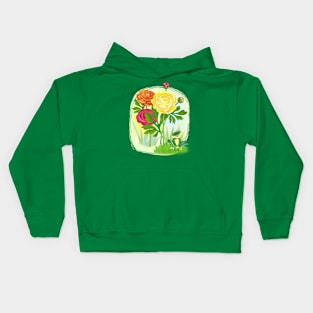 fresh raunculus of different colors and frog Kids Hoodie